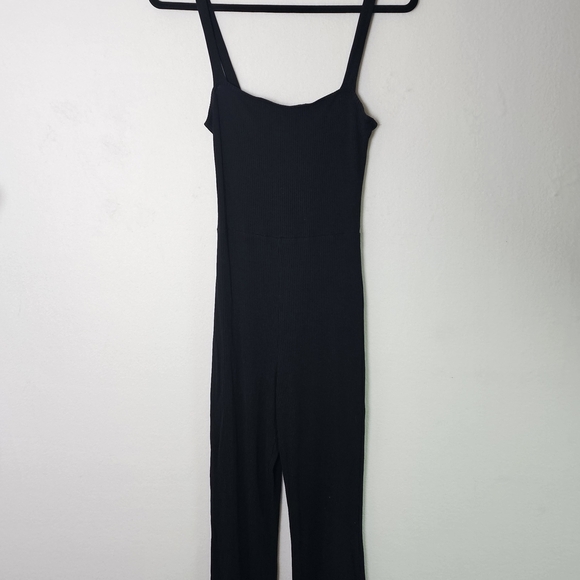 Reformation Jeans Black Ribbed Knit Jumpsuit | Size M | Made in USA Minimalist - Picture 2 of 11